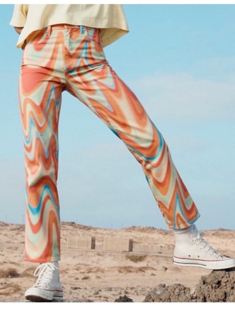 Wrangler Wild West 70's Tie Dye High Rise Jean Retro Swirl
Print Straight Leg